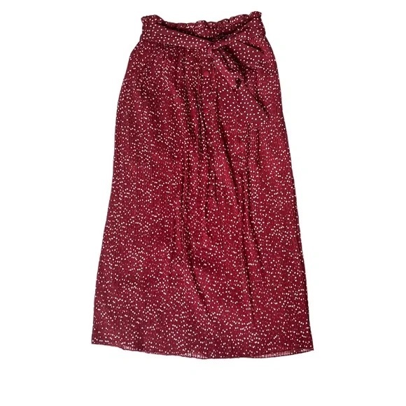 Zara Polka Dot Burgundy Skirt - Picture 5 of 7